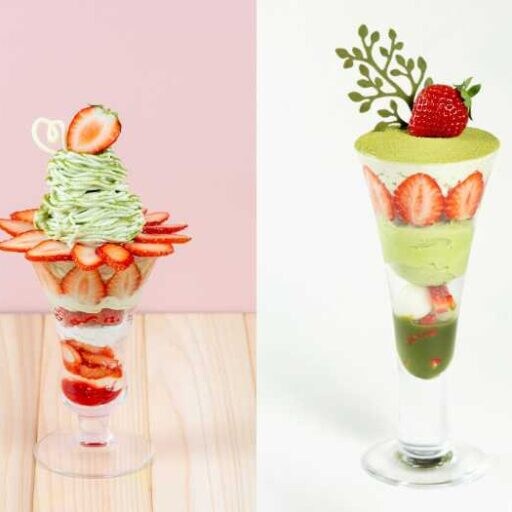フルーツピークス季節限定♡抹茶×いちごの贅沢パフェ2種