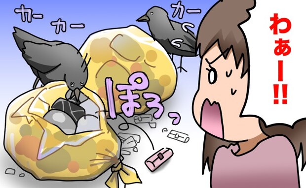 ゴミ捨て場がカラスに荒らされてる！？→見に行くと、私のゴミも荒らされ…まさかの物が散乱！？