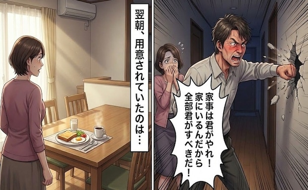 「家事は君がやれ!」休職中の私に夫が激昂し壁を破壊…30年の絆が揺らいだ夜【体験談】