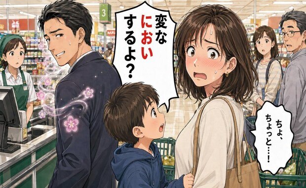 「変なにおいするよ？」レジ待ちで息子が放った真っすぐなひと言に冷や汗をかいたワケ【体験談】