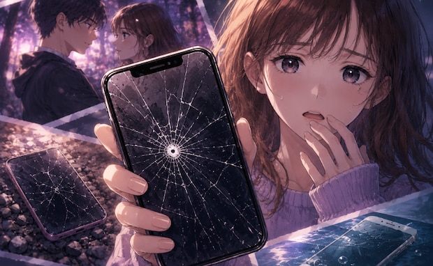「どうして、また…」思わずゾッ…。画面バキバキ、水没…恋の危機と重なるスマホの異変?
