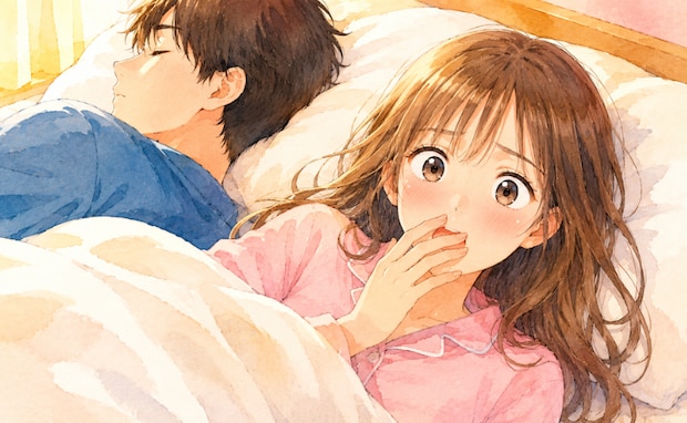 彼の家で初めてのお泊まりデート♡⇒翌朝「キャー!」布団がとんでもないことになっていた!?