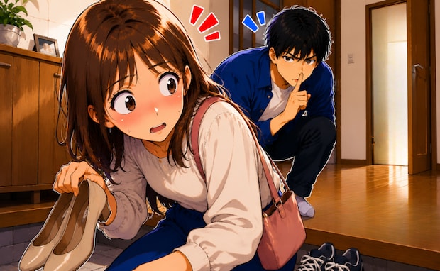 彼の実家でコソコソ…見つからないはずが！？⇒「あらぁ～！」会わないはずの人物と遭遇し赤面！