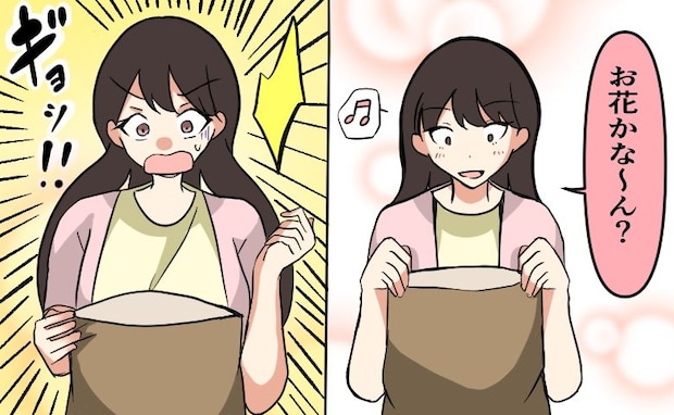 夫と娘から母の日に花束のプレゼント。「うれしいな～」花束をよく見ると…「えぇっ！？」