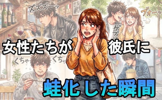 地面に落ちたポップコーンを…ぱくり。「うわぁ…無理かも」【女性たちが彼氏に蛙化した瞬間】