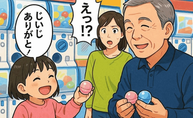 娘と義父が手をつないでガチャコーナーへ→5分後「どうして…?」うれしそうな娘の手を見て驚いた!