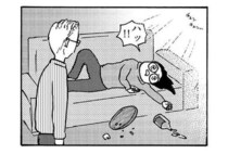 酔っ払ってソファで寝て風邪をひいた大黒柱妻。夫の冷ややかな視線がキツい...／大黒柱妻の日常