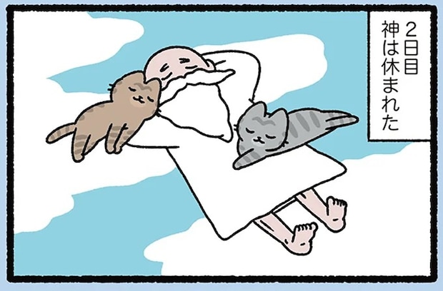 『天地創造なねこ』神が1日目につくったのが宇宙と地球ではなく、ねこだったら...／にゃんと！ねこむかしばなし