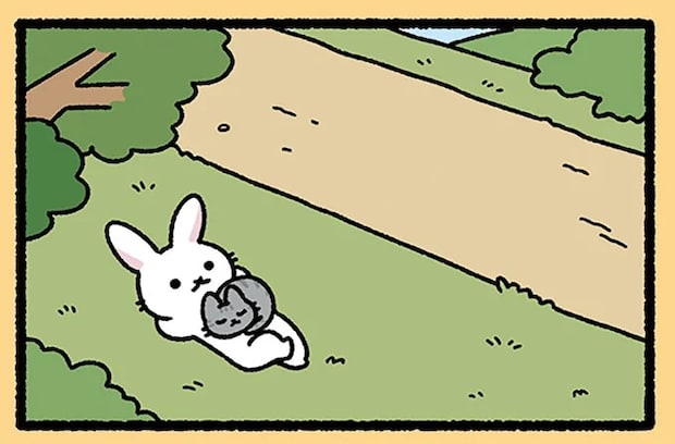 『うさぎとかめとねこ』競争にならない！ 寝ているうさぎに気づいたねこは...!? ／みっけ！ねこむかしばなし