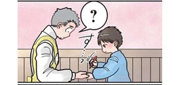 「先生、手を出して」いたずら書きする園児。去り際の「イケメンすぎる一言」は/保育士でこ先生3