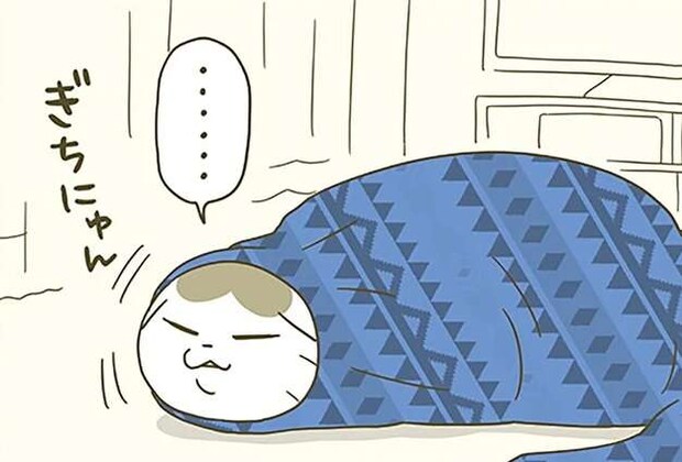 冬の日の猫。飼い主の服に潜り込もうとするが、なんだか気持ち悪い姿に...!/うちの猫がまた変なことしてる。6