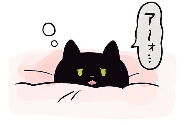 猫が寝起きの甘えきった声で「ア～ォ」。飼い主を呼びつけての要求は／黒猫ろんと暮らしたら2