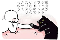 「猫の肉球よりも好きな場所」。飼い主が触りすぎるとポンと...／黒猫ろんと暮らしたら4