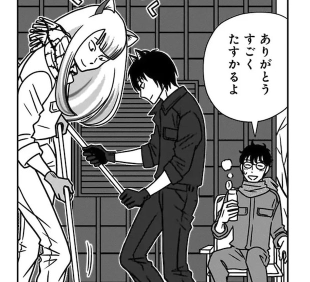 人間とねこまたの共同生活。ねこまたは体が大きくて力も強い頼れる存在！／ねこまた印の染物屋さん