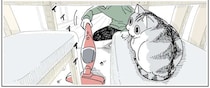 猫は怖がっているけど...？ 掃除機と絶妙な距離にいて／夜は猫といっしょ6