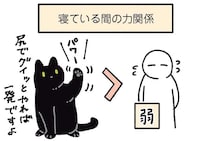 力関係は「猫＞飼い主」。飼い主を押しのけて寝る愛猫／黒猫ろんと暮らしたら7