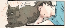「におい嗅いでもいいぞ」ネコ様の無言アピール。眠る飼い主の顔面に...!?／今日もネコ様の圧が強い2