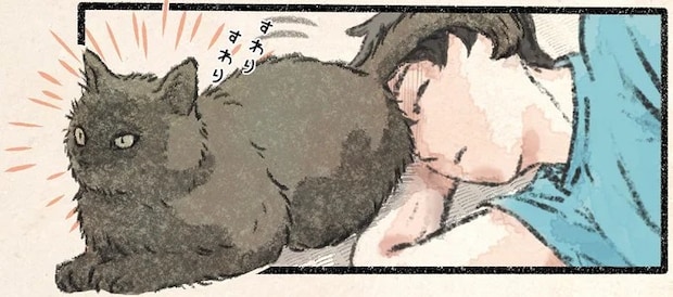 「におい嗅いでもいいぞ」ネコ様の無言アピール。眠る飼い主の顔面に...!?／今日もネコ様の圧が強い2