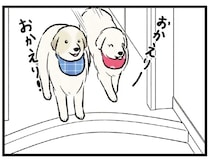 父が帰ると玄関でお出迎えする大型犬。息子が帰ると...え？／今日のルンルン