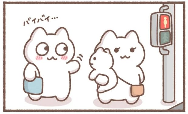 街中で赤ちゃんにこっそり手を振ってみた。でもお母さんに気付かれたら...！ ／毎日がんばっていきる、えらい