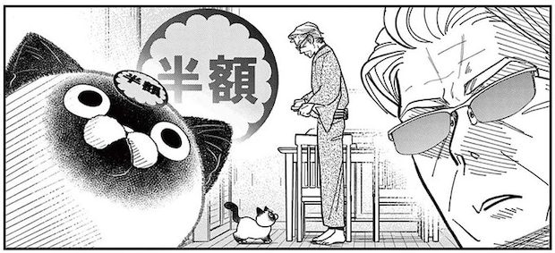 野良猫が戦闘モードに！ 猫の額についたシールをはがすために悪戦苦闘／オヤジとにゃん吉