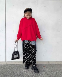 大人の差し色は寒色よりこっち！【しまむら】ガバッと着て即こなれる♡「赤トップス」
