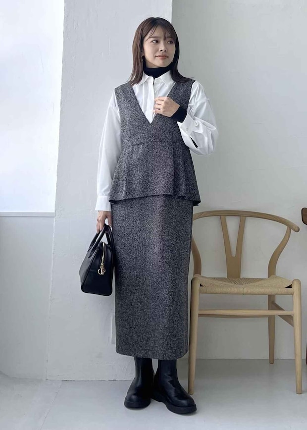 コーデ考えたくない日に！【ROPÉ PICNIC】ガバッと着るだけ♡「レイヤード風ジャンスカ」