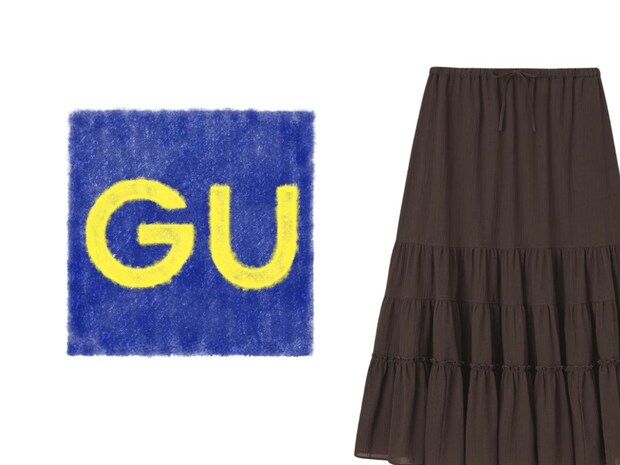 「甘めアイテム挑戦しにくい、、」→【GU】の「ブラウンスカート」ならイケるかも♡