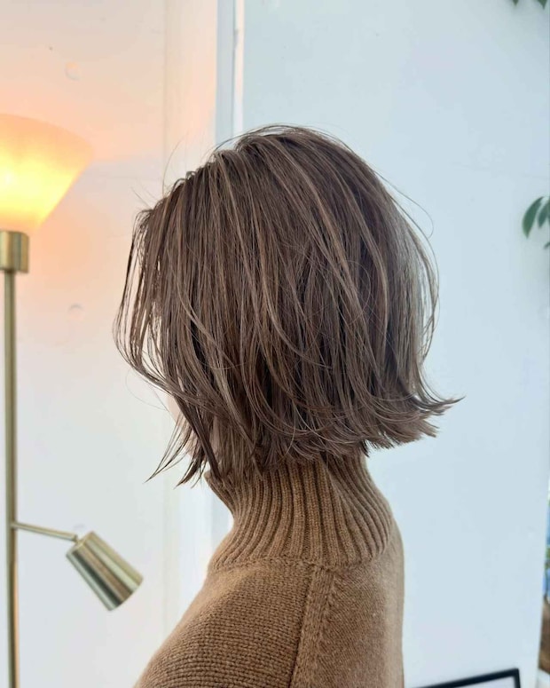 普通ボブ → 楽しゃれボブへ！【40・50代】白髪ヘアがこなれる♡「ハイライトボブ」