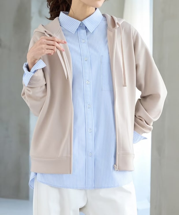 「パーカー部屋着見え」問題 → 解決！【ハニーズ】40・50代に似合う♡「きれいめパーカー」