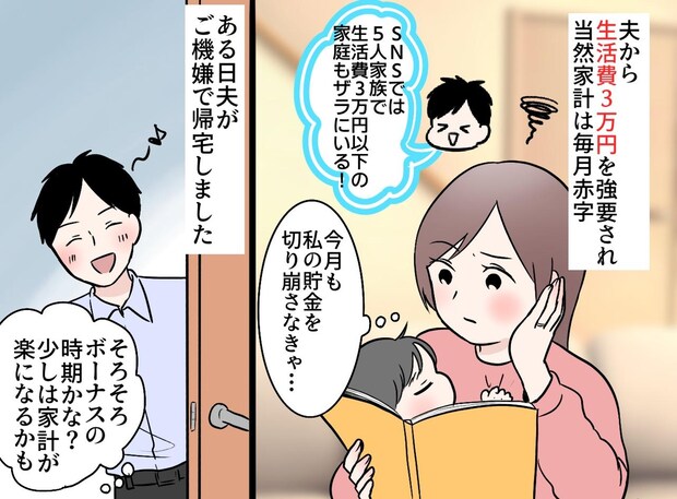 「ひと月の生活費は3万円な（笑）」節約を強いる夫。同額で買ってきた『まさかの物』に妻「実家に帰ります」