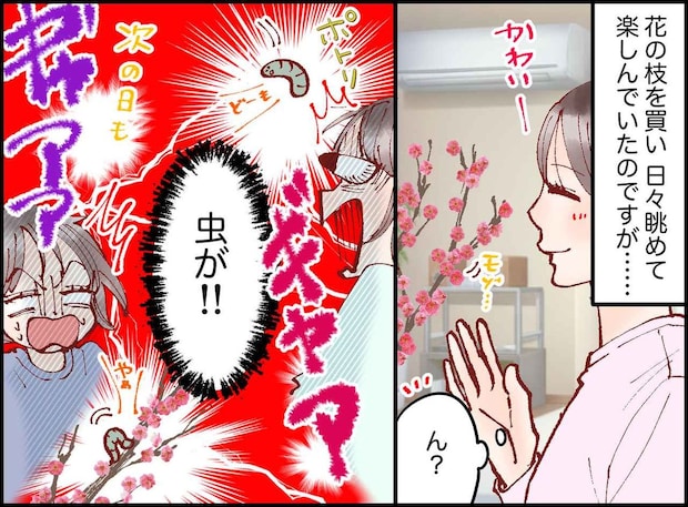 「ママが怖がるのでお願いします」花の枝に虫が！ 娘が花と手紙を玄関外に置いたら → 翌朝