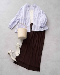 いつものボトムス → 即今っぽく！【ROPÉ PICNIC】「ラベンダー色トップス」が大人におすすめ♡