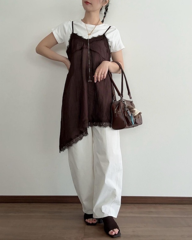 いつもの服 → 1枚足すだけ！【しまむら】の「プチプラキャミ」で夏服のマンネリ解消！