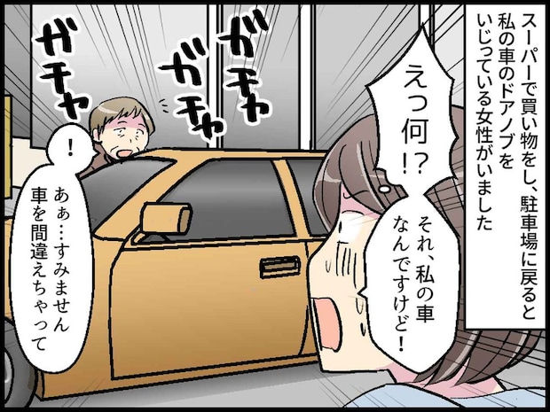 「それ私の車！」スーパーの駐車場でドアを何度も開けようとする女性。その目的を知り思わず凍りついた話