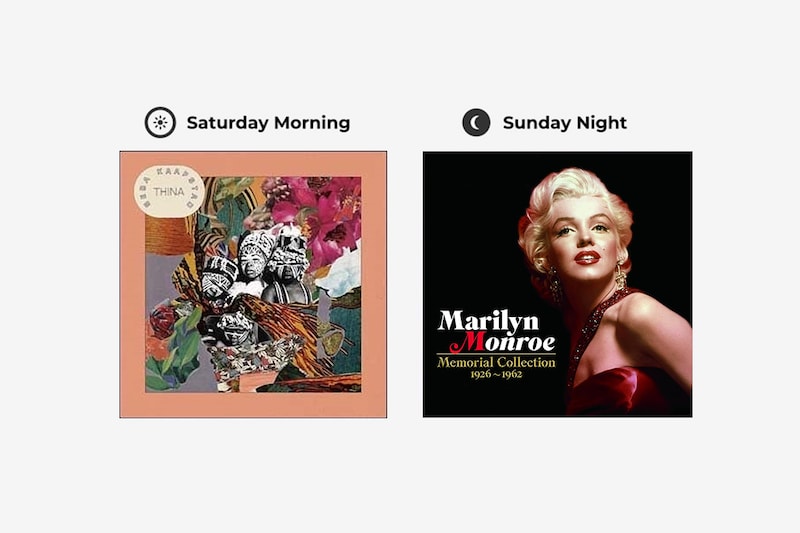 バイオリニスト、アレンジャー 須原杏さんが選ぶ、土曜の朝と日曜の夜の音楽。「寒くなってくるとセンチメンタルになったり、悲しさが深くなったり」。日曜の朝はマリリン・モンローの「She Acts Like A Woman Should」を。
