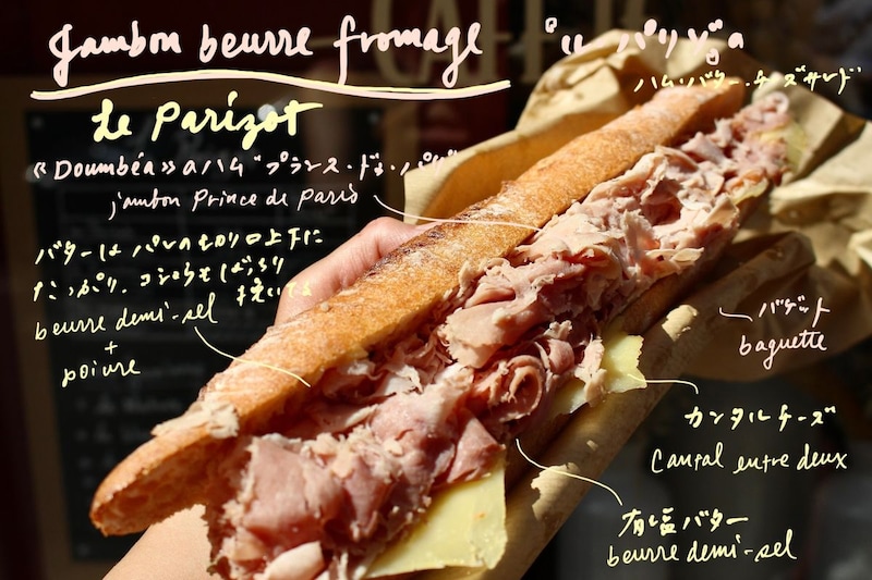 ふわっふわのハムに、たっぷりのバター。食べ始めると止まらない、パリのジャンボン・ブール。