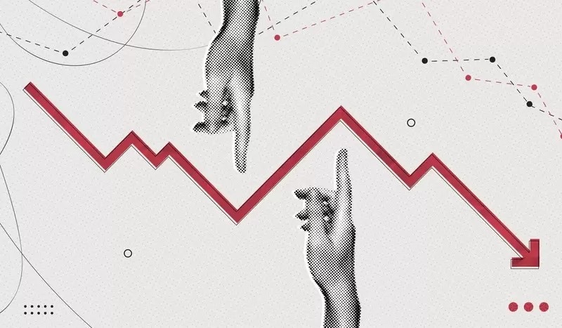 上がり下がりしながら下降するグラフ