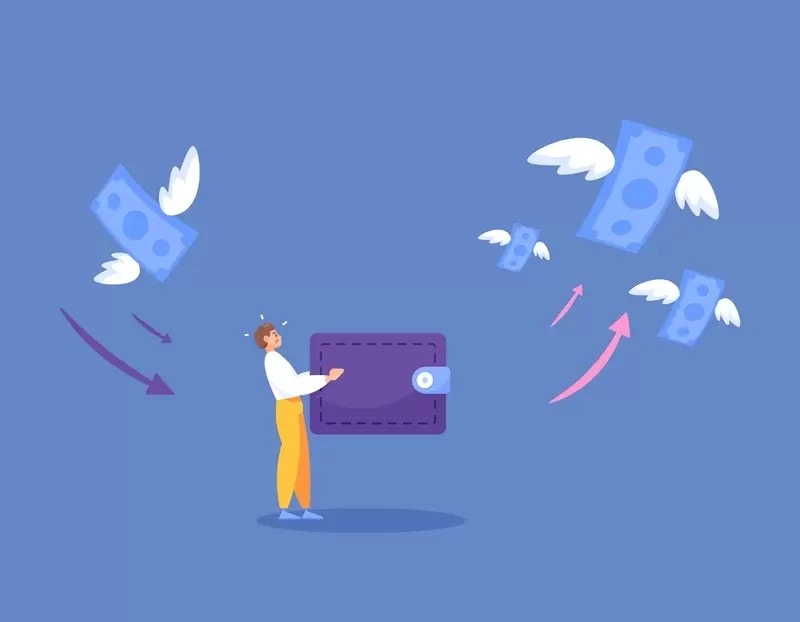 財布からお札が出ていく