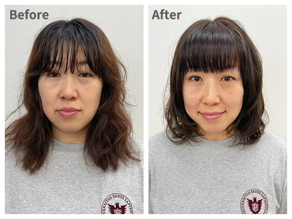 【スタイル3】小顔効果も！ツヤ感のあるフェミニン ミディアムスタイル