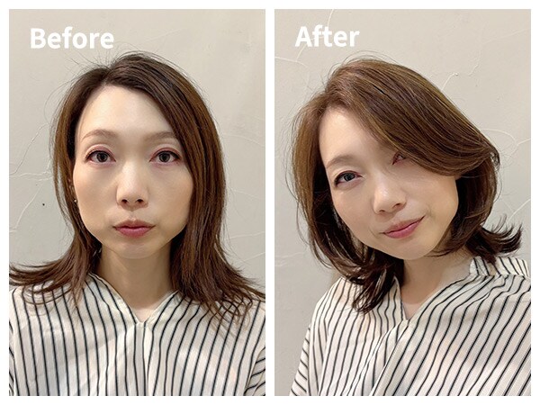 【スタイル1】トップと顔まわりがふんわり華やか！ひし形レイヤースタイル