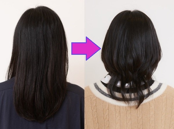 50代女性・ウルフカット（イメチェンビフォーアフター）：バック（後ろから）