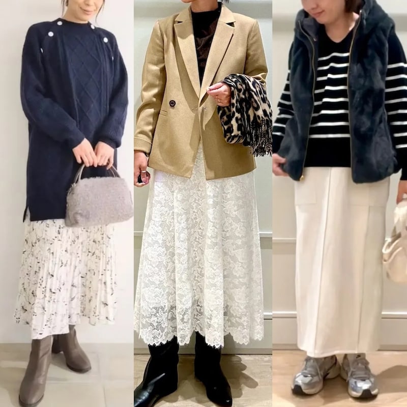 冬の白、実はアリ？50代が華やかに若見えする「白系スカート」の選び方