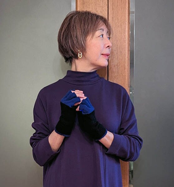 フィンガーレス手袋で差し色