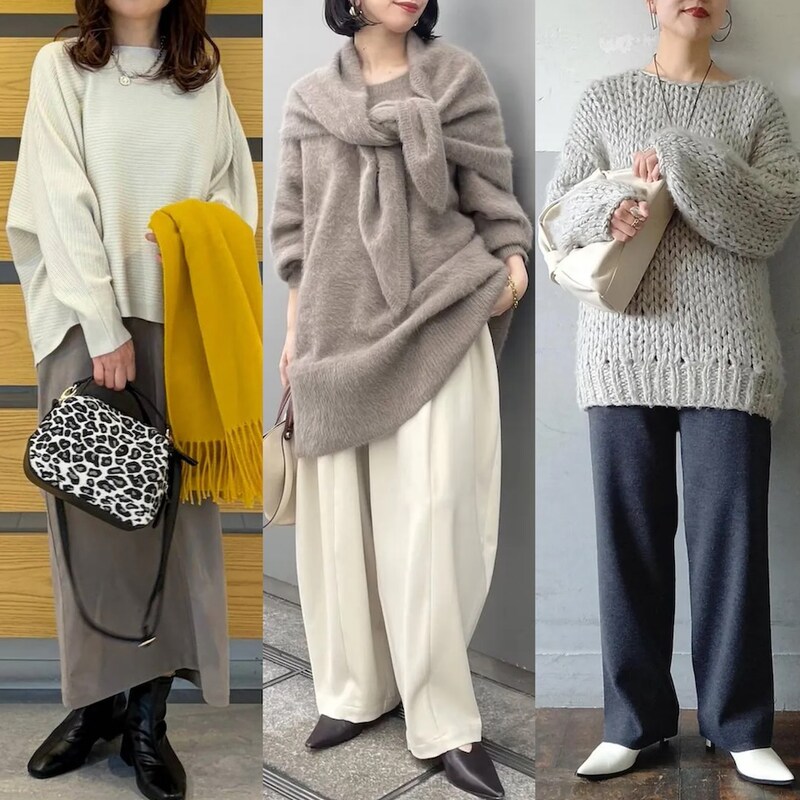 2026年こそ細見え!50代の二の腕・肩幅が着痩せする「正解ゆるニット」