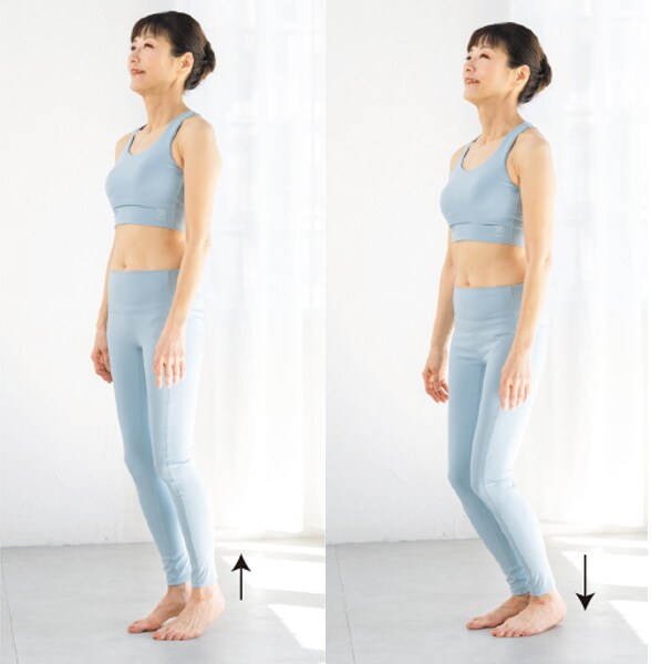 両足をそろえてかかとを上下に動かす