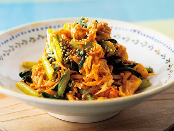 切り干し大根と小松菜のキムチ和え