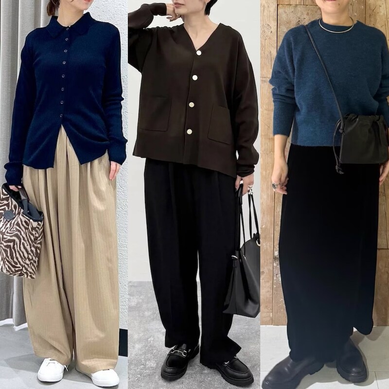 着太り悩みを解消！50代の体型をスマートに「ダークカラーニット」コーデ