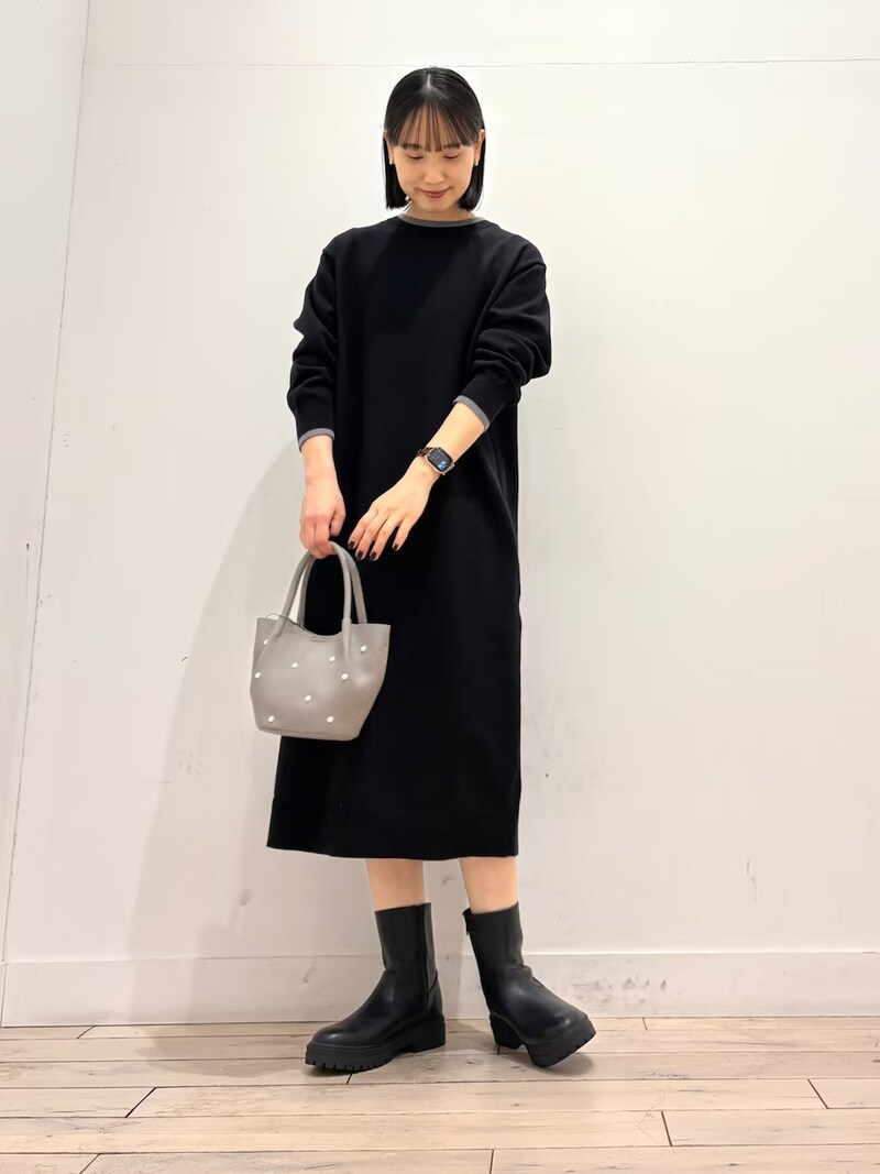 ワンピとストレッチブーツで楽ちんおしゃれ