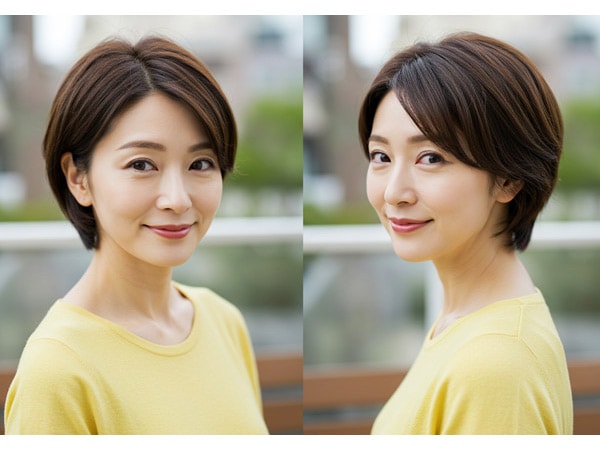 【面長ショート4】コンパクト耳かけショートヘア